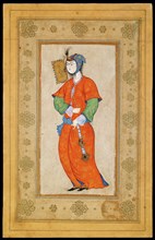 Young Woman with a Fan. Artist: Riza-i Abbasi (ca. 1565-1635)