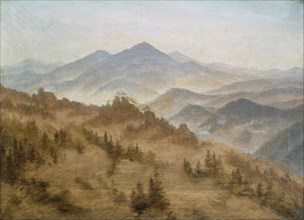 Landscape with the Rosenberg in the Bohemian Mountains. Artist: Friedrich, Caspar David (1774-1840)