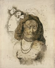 Tahitian Woman with Evil Spirit (L'Esprit veille). Artist: Gauguin, Paul Eugéne Henri (1848-1903)