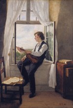 The Violinist at the Window. Artist: Scholderer, Franz Otto (1834-1902)