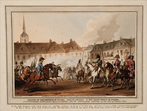 The Meeting of the Emperors of Russia und Austria, King of Prussia and Crown Prince of Sweden in Lei Artist: Heath, William (1795-1840)