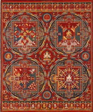 Sakya order. Four Mandalas of the Vajravali Series (Thangka). Artist: Tibetan culture
