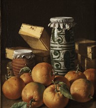 Still Life with Oranges, Jars, and Boxes of Sweets. Artist: Meléndez, Luis (1716-1780)