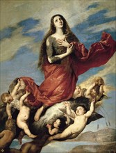 Mary Magdalene Taken up to Heaven. Artist: Ribera, José, de (1591-1652)
