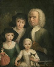 Self-portrait with Suzanna van Bommel and Two Daughters. Artist: Spilman, Hendrik (1721-1784)