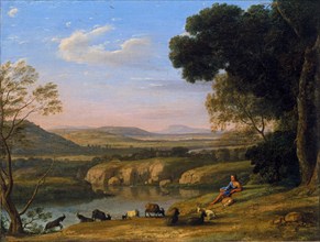 River landscape with Goatherd. Artist: Lorrain, Claude (1600-1682)
