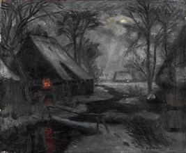 Winter Evening in Fischerhude. Artist: Modersohn, Otto (1865-1943)