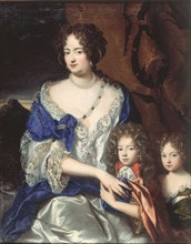 Duchess Sophia Dorothea of Brunswick and Luneburg with her children George and Sophia Dorothea. Artist: Vaillant, Jacques (1625-1695)