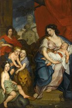 Portrait of Queen Marie Casimire with children. Artist: Siemiginowski-Eleuter, Jerzy (1660-1711)
