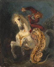 Rider Attacked by a Jaguar. Artist: Delacroix, Eugène (1798-1863)