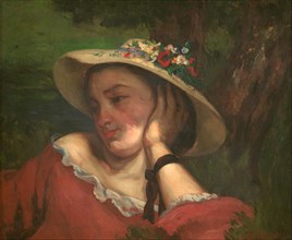 Woman with Flowers on Her Hat. Artist: Courbet, Gustave (1819-1877)