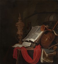 Still life with musical instruments and books (Vanitas). Artist: Vermeulen, Jan (active 1638-1674)