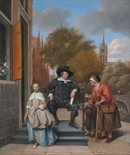 A Burgher of Delft and His Daughter (Adolf Croeser and his daughter Catharina Croeser). Artist: Steen, Jan Havicksz (1626-1679)