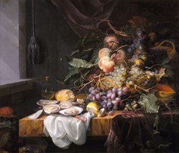 Still Life with fruit and oysters. Artist: Walscapelle, Jacob van (1644-1727)