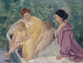 Le Bain (Two mothers and their children in a boat). Artist: Cassatt, Mary (1845-1926)