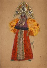 Costume design for the opera The golden Cockerel by N. Rimsky-Korsakov. Artist: Malyutin, Sergei Vasilyevich (1859-1937)