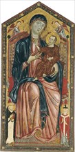 The Virgin and Child enthroned with Saints Dominic, Martin and two Angels. Artist: Master of the Magdalen (active ca 1265-1290)