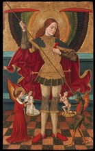 The Archangel Michael weighing the Souls of the Dead. Artist: Abadía, Juan de la, the Elder (active 1469-1498)