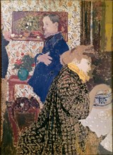Vallotton and Misia in the Dining Room at Rue Saint-Florentin. Artist: Vuillard, Édouard (1868-1940)