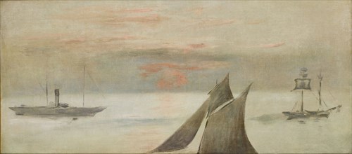 Boats at Sea, Sunset. Artist: Manet, Édouard (1832-1883)