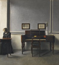 Ida in an Interior with Piano. Artist: Hammershøi, Vilhelm (1864-1916)