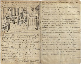 The bedroom, Letter to Paul Gauguin from Arles, Wednesday, 17 October 1888. Artist: Gogh, Vincent, van (1853-1890)