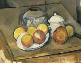 Vase, Sugar Bowl and Apples. Artist: Cézanne, Paul (1839-1906)