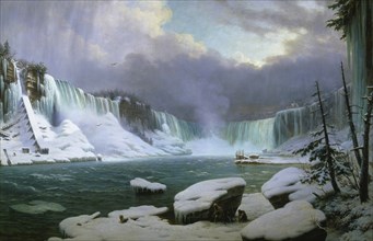 Niagara Falls in Winter. Artist: Sebron, Hippolyte (1801-1879)