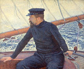 Paul Signac on his boat. Artist: Rysselberghe, Théo van (1862-1926)