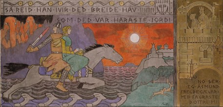 Åsmund and the Princess riding Home. Artist: Munthe, Gerhard (1849-1929)