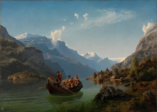 Bridal journey in Hardanger. Artist: Gude, Hans (1825-1903)