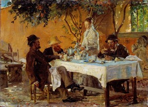 Breakfast in Sora. Artist: Krøyer, Peder Severin (1851-1909)