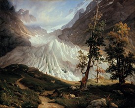 The Lower Grindelwald Glacier. Artist: Fearnley, Thomas (1802-1842)