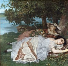 Young Ladies on the Bank of the Seine. Artist: Courbet, Gustave (1819-1877)