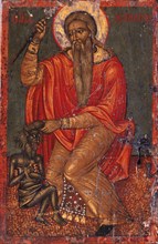 Saint Charalambos with Devil. Artist: Greek icon