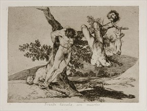 Grande hazaña! Con muertos! (A heroic feat! With dead men!) Plate 39 from The Disasters of War (Los  Artist: Goya, Francisco, de (1746-1828)