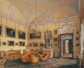 Interiors of the Winter Palace. The First Reserved Apartment. The Drawing-Room of Duke Maximilian Le Artist: Hau, Eduard (1807-1887)