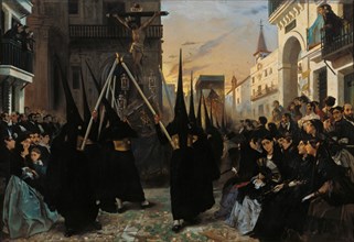 A Procession along Calle Génova. Artist: Dehodencq, Alfred (1822-1882)