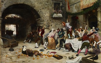An Interrupted Banquet. Artist: Gárate y Clavero, Juan José (1870-1939)