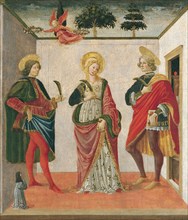 Saint Cecilia between Saint Valerian and Saint Tiburtius with a Donor. Artist: Botticini, Francesco (1446-1497)