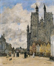 The Square of the Church of Saint Vulfran in Abbeville. Artist: Boudin, Eugène-Louis (1824-1898)