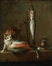 Still Life With Cat and Fish. Artist: Chardin, Jean-Baptiste Siméon (1699-1779)