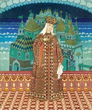 Militrissa. Costume design for the opera The Tale of Tsar Saltan by N. Rimsky-Korsakov. Artist: Bilibin, Ivan Yakovlevich (1876-1942)