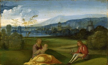 Idyllic pastoral landscape, Late 15th cen. Artist: Giorgione (1476-1510)