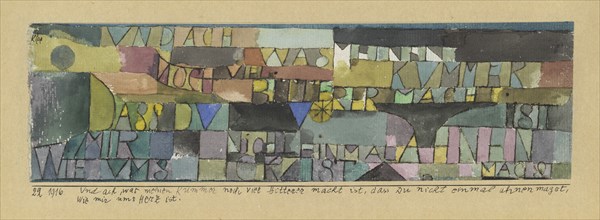 Ah, comme ma peine est encore exacerbée quand tu ne daignes même pas soupçonner les émois de mon coe Artist: Klee, Paul (1879-1940)