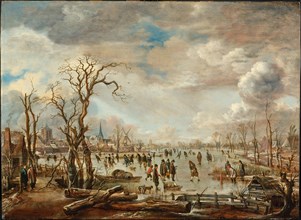 Winter Landscape with Ice pleasures, c. 1655. Artist: Neer, Aert, van der (1603-1677)
