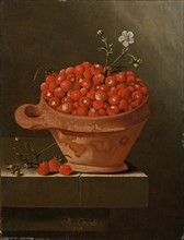 Still life with strawberries in a clay pot, 1704. Artist: Coorte, Adriaen (active 1683-1707)