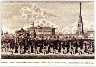 Funeral ceremony of Emperor Alexander I at the Moscow Kremlin, 1828. Artist: Russian Master