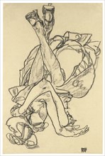 Girl lying on her back with crossed arms and legs, 1918. Artist: Schiele, Egon (1890?1918)
