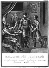 Dmitry Donskoy approves a new order of succession, 1389 (From Illustrated Karamzin), 1836. Artist: Chorikov, Boris Artemyevich (1802-1866)